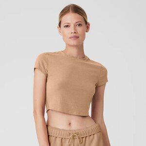 Alo Yoga Ribbed Sea Coast Cropped Short Sleeve Tee